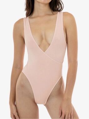 Blush Pink Surplice One-Piece bodysuit